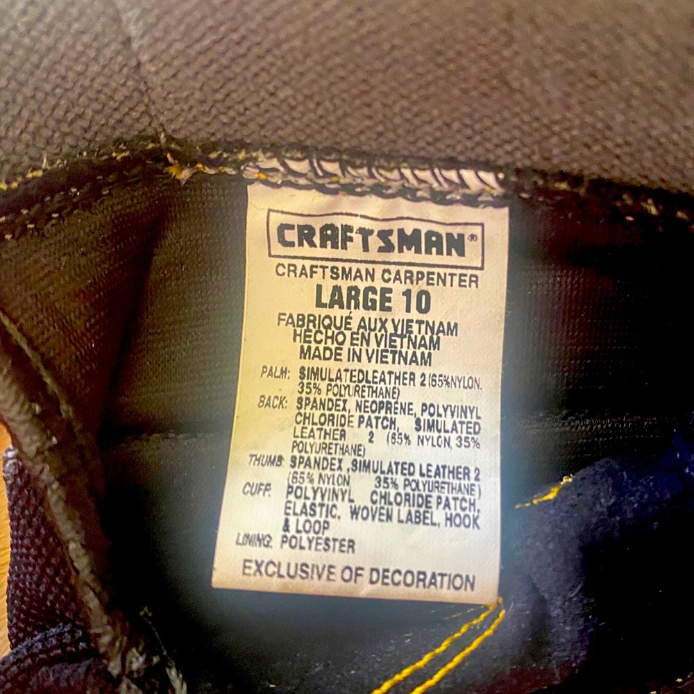 🔨CRAFTSMAN🔨 CARPENTER GLOVES EUC 🧤 - Picture 8 of 11